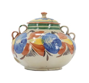 Vintage Mexican Guanajuato Talavera Covered Pot - AS IS