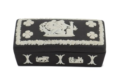 Wedgwood Black Jasperware Lidded Trinket Box