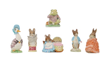 (6) Vintage Beswick England Beatrix Potter Porcelain Figures