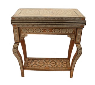 Moorish-Style Inlaid Folding Gaming Table
