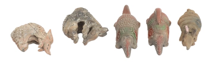 (5) Mesoamerican Zapotec Clay Armadillos