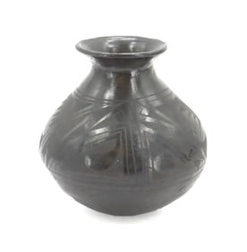 Mexican Oaxacan Polished Black Clay Vase