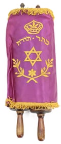 Mid-Century Judaica Torah with Embroidered Cover