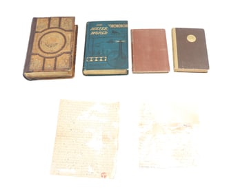 (4) Antique and Vintage Nautical Themed Books and (2) 19th Century Letters