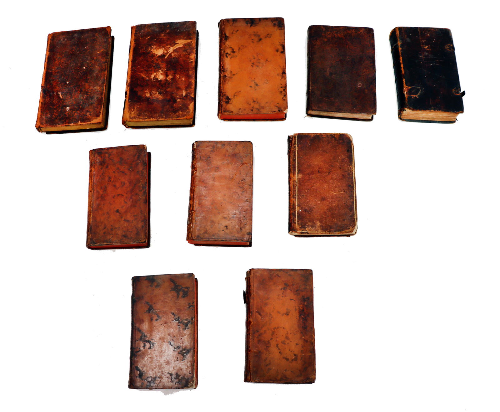 Collection of 10 European Antique Books: Collection of 10 European Antique Books. Titles according to the front page: Mary Wortley Montagu - Correspondence, Poems, Essays. Letters During her residence abroad 1746-1756 Platos Republic or Dial