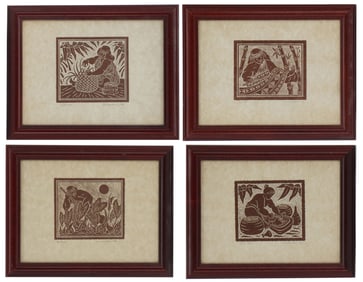 (4) Dietrich Varez  Four Hawaiian Woodblock Prints