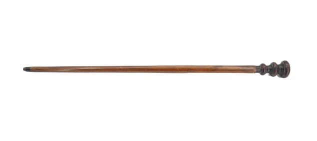 Antique Cane with Compass Mounted in Turned Wood Handle