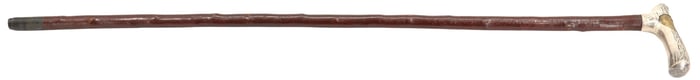 Antique Rare Gadget Whistle Cane with an Antler Handle Wrapped in Silver with a Working Whistle