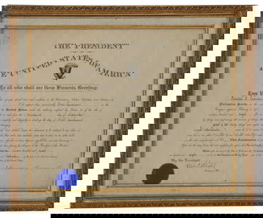 President Theodore Roosevelt Signed Military Document: President Theodore Roosevelt Signed Military Document. Dated Dated 1908, promoting Ralph G. Craven to First Lieutenant in the army officers core commanding the &quot;Philippine Scouts&quot; defending