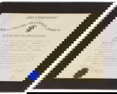 President William H. Tatt Signed Military Commission Document: President William H. Tatt Signed Military Commission Document. September 19, 1912 appointing Ralph G. Craven First Lieutenant in the Philippine Scouts. Countersigned by Robert Shaw Oliver, acting Secr