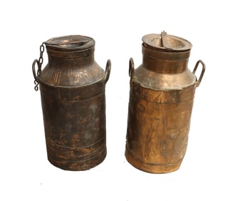 (2) Vintage Copper Milk Cans