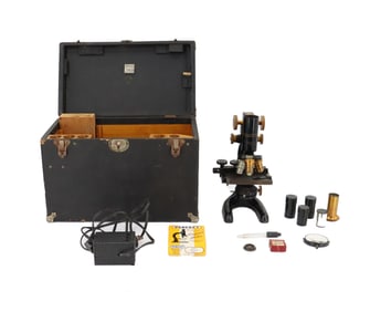 Vintage Bausch + Lomb Microscope with Lenses in Original Box