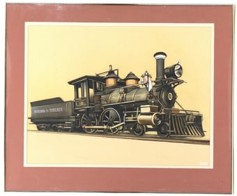 Robert Caples (1908-1979) American, Original Painting of the Steam Locomotive #11 of the Historic