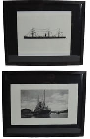Duncan Haws Drawing and Albert Wilhelmi Photo of Memorial to Sunken Ships