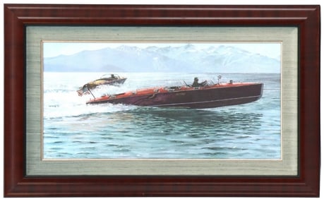 Andrew Bolam (b. 1971) British/American, Canvas Print of a 1920's-1930's Hacker Craft Triple Cockpit