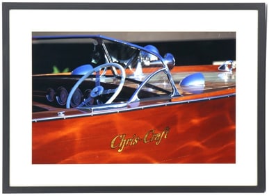 William Sutton Print of a Chris Craft Runabout with a View of the Cockpit