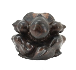 Hand Carved Wooden "Weeping Buddha" Sculpture
