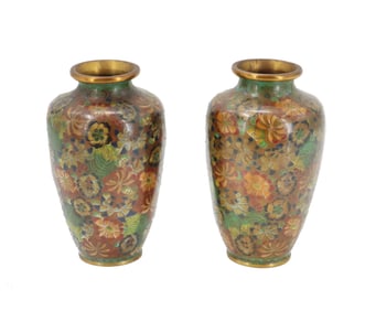 A Pair of Chinese Cloisonne Vases