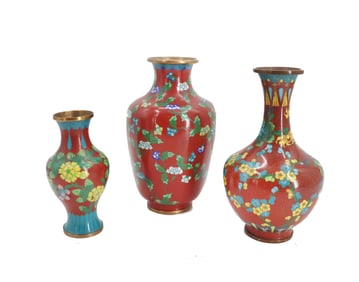 Three Chinese Cloisonne Vases