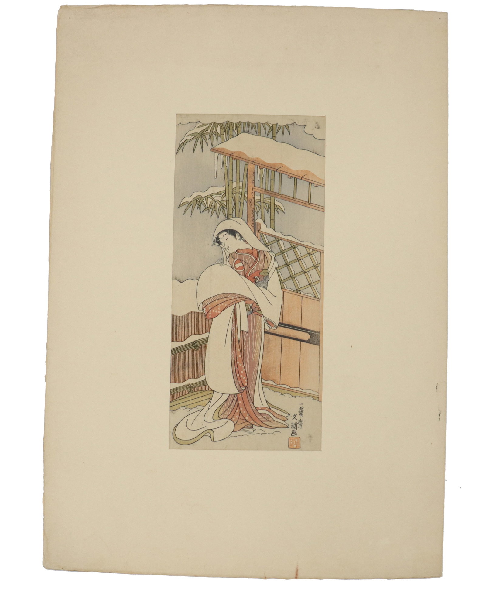 Ippitsusai Buncho Japanese Woodblock Print. The actor Ichikawa Uzayemon IX in a female role (1 of 6)