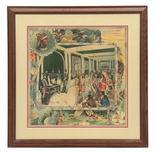 Sleepy Eye Milling Company Promotional Flour Textile Advertisement.: Sleepy Eye Milling Company Promotional Flour Textile Advertisement. Flour sack by Sleepy Eye Milling Company, depicting an image of Chief Sleepy-Eye before President Monroe, labeled nea