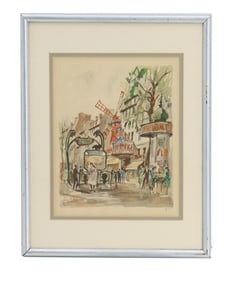 Franz Hebelot (20th Century) French, Lithograph Print Parisian Street Scene