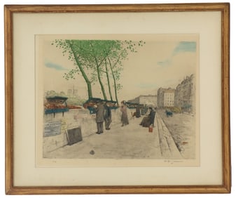 Tavik F. Simon (1877-1942) Czech, Signed Street Scene Aquatint on Paper
