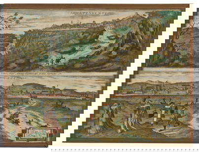 George Braun and Frans Hogenberg Aquatint Engravings, "Urban View of Edinburgh".: George Braun and Frans Hogenberg Aquatint Engravings, "Urban View of Edinburgh". "Urban View of Edinburgh": George Braun and Frans Hogenberg published their six-volume atlas of urb
