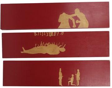(3) Lacquered Wood Wall Decor Panels