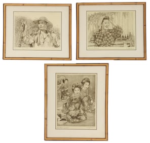 (3) Willy Seiler (1903-1988) German, Figural Tinted Etching Prints