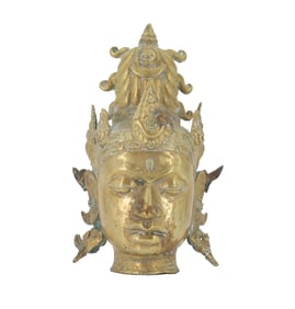 Antique Tibetan Brass Shiva Head