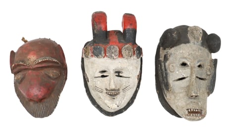 (3) Wooden Tribal Style Masks