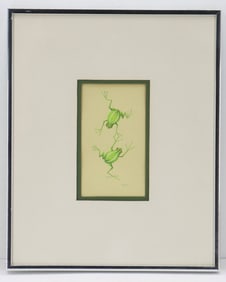 Nevin C. Meinhardt (1934-1990) American, Original Pastel Drawing on Paper of Frogs