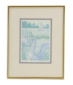 Kurtis N. Thomas (Born 1955) American, Wildlife Serigraph Print "The River"