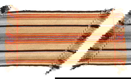 Southwestern Navajo Style Striped Rug: Southwestern Navajo Style Striped Rug. Navajo-style rugs are handwoven textiles inspired by the traditional weaving of the Navajo Nation, renowned for their durability, intricate patterns, and cultura