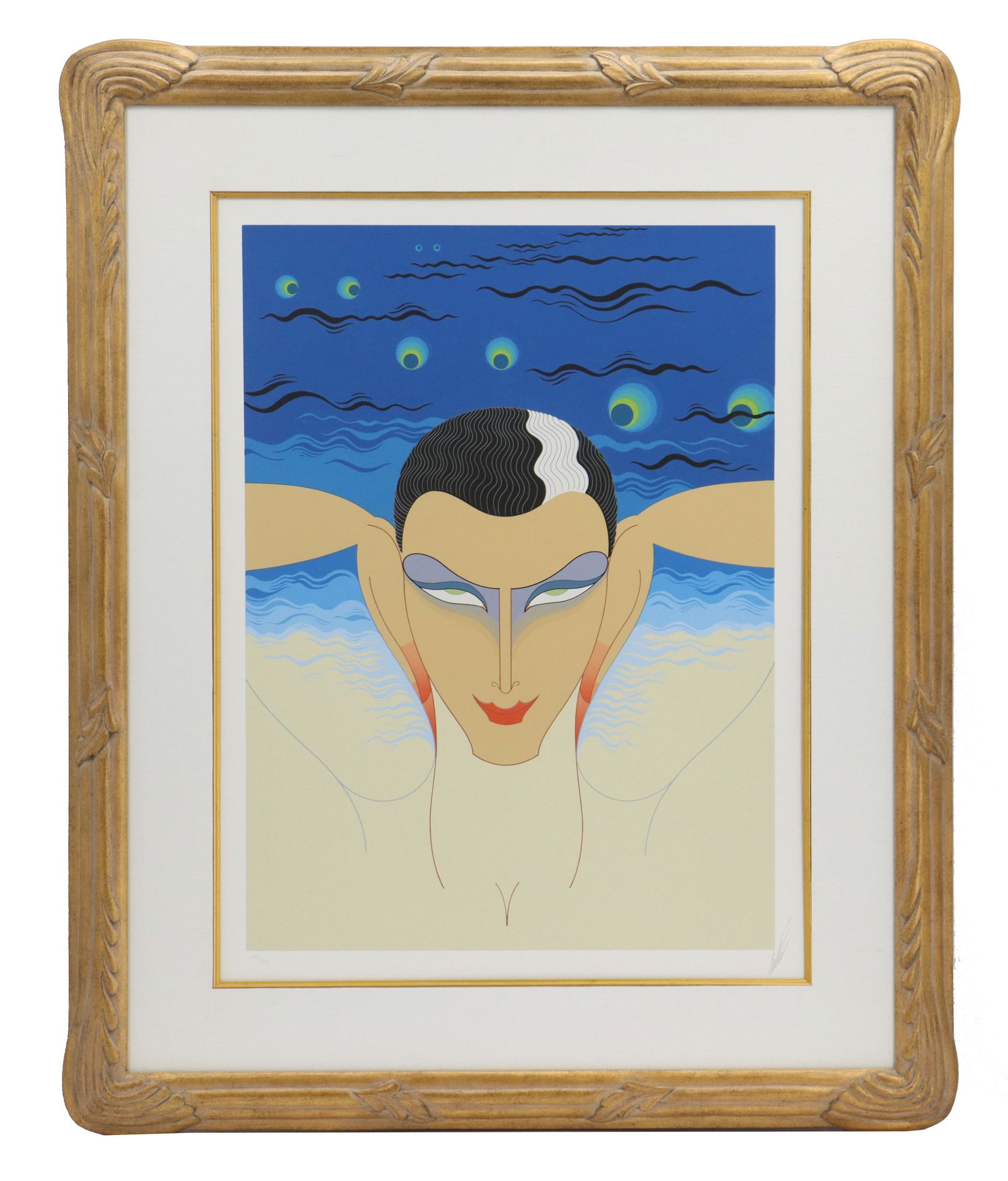 Erte (1892-1990) Russian/French, Signed and Numbered Serigraph: Erte (1892-1990) Russian/French, Signed and Numbered Serigraph. Titled "Mystere". Signed lower right. Numbered lower left. Produced in 1980. Signature in pencil bottom right.