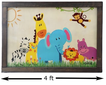 Jason "Skel" Skeldon (21st Century) American, Oil on Board Whimsical Pop Art African Animals