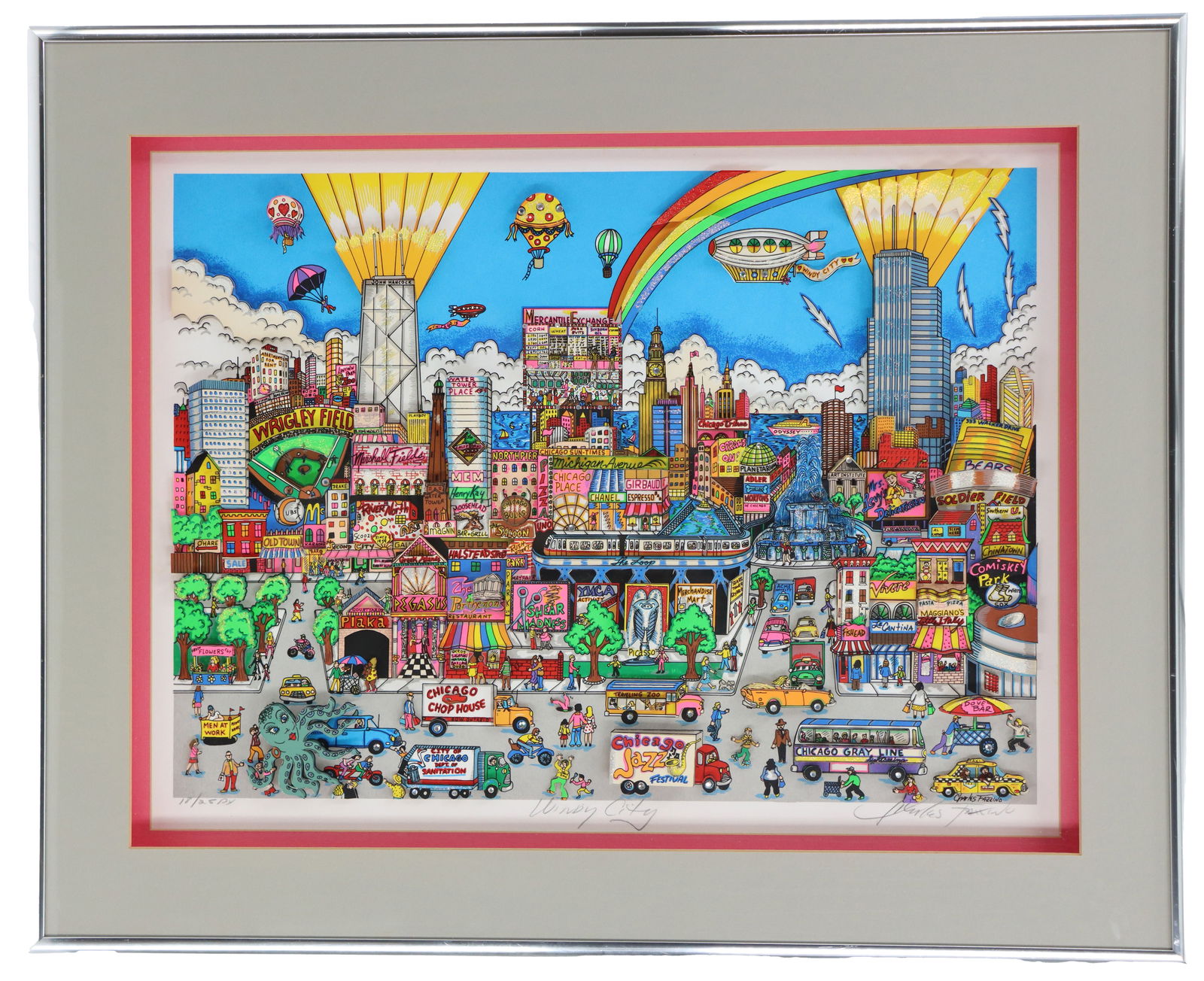 Charles Fazzino (Born 1955) American, Limited Deluxe Edition 3D Serigraph: Charles Fazzino (Born 1955) American, Limited Deluxe Edition 3D Serigraph. Titled "Windy City". Signed lower right. Numbered 18/25 DX in lower left. Titled and attributed verso. Layered 3D serigraph p
