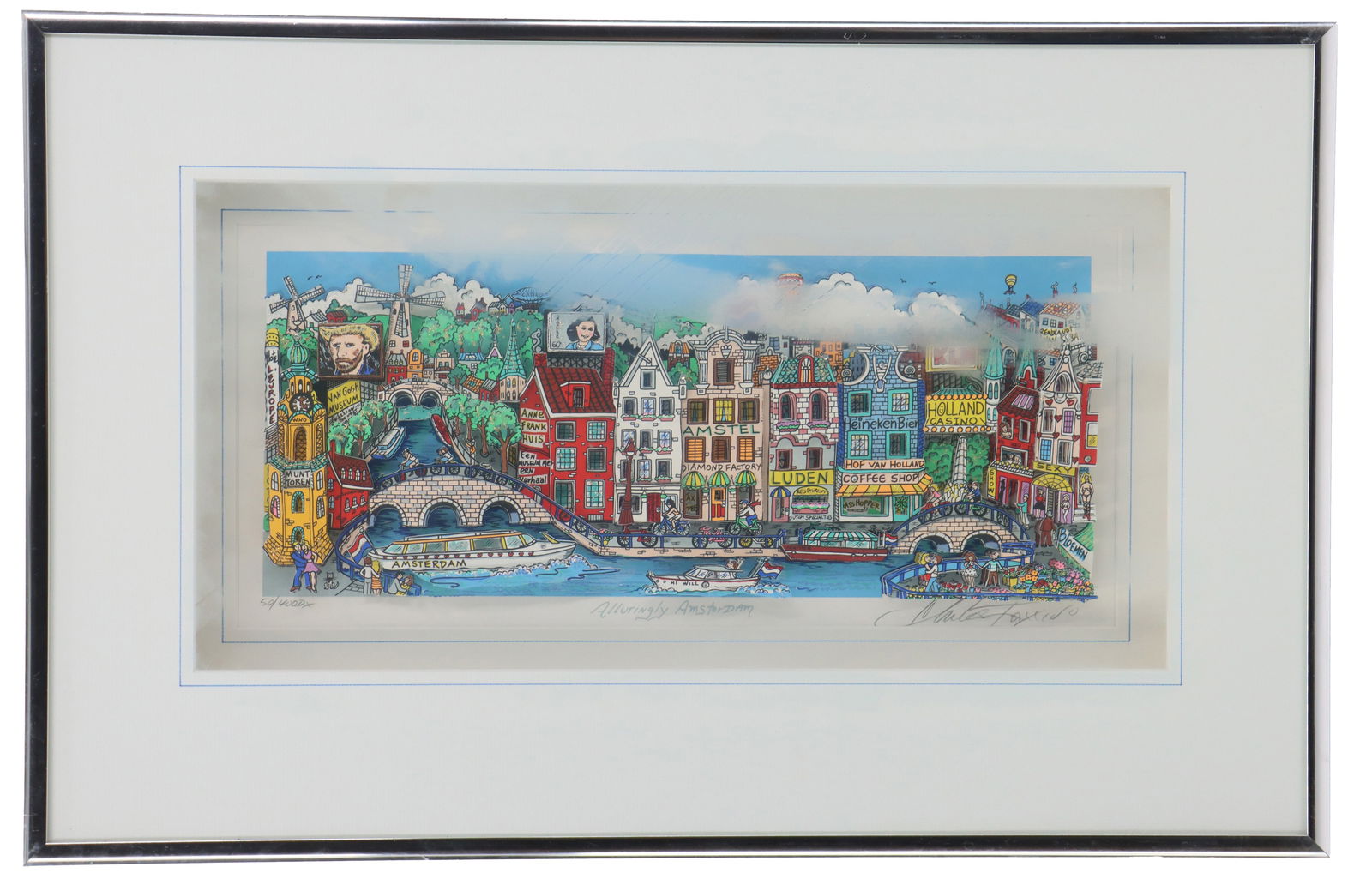 Charles Fazzino (Born 1955) American, Limited Deluxe Edition 3D Serigraph: Charles Fazzino (Born 1955) American, Limited Deluxe Edition 3D Serigraph. Titled "Alluringly Amsterdam". Signed lower right. Numbered 50/400 DX in lower left. 3D serigraph composi