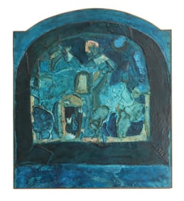 Bill Hutson (1936–2022) American, Abstract Oil on Collage on Panel