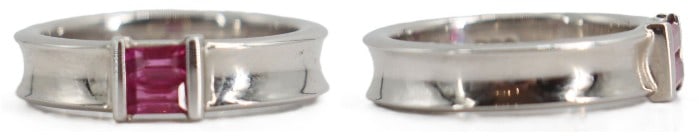 Tiffany & Co. 18k White Gold and Pink Sapphire Stack Ring in Box - Gross 5.3 g.