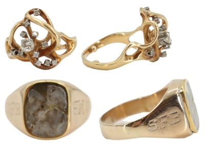 (2) 14k Gold Rings - Gross 14.9 g.