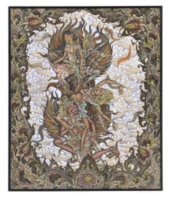 Nyoman Daging (Born 1930) Balinese, Ink on Canvas