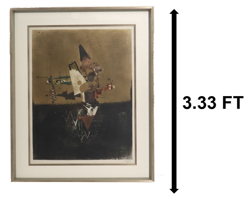 Johnny Friedlaender (1912–1992) German/French, Abstract Color Etching: Johnny Friedlaender (1912–1992) German/French, Abstract Color Etching. Titled "Counterpoints". Geometric abstract color print Signed lower right. Numbered 66/95 lower left. Frame