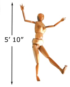 Vintage Life Size Articulated Carved Wood Artist Model