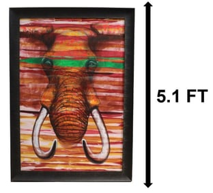 Signed, Contemporary Art Of An Elephant Oil on Canvas