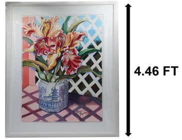 Ellen Kaiden (21st Century) American, Large Floral Still Life Watercolor