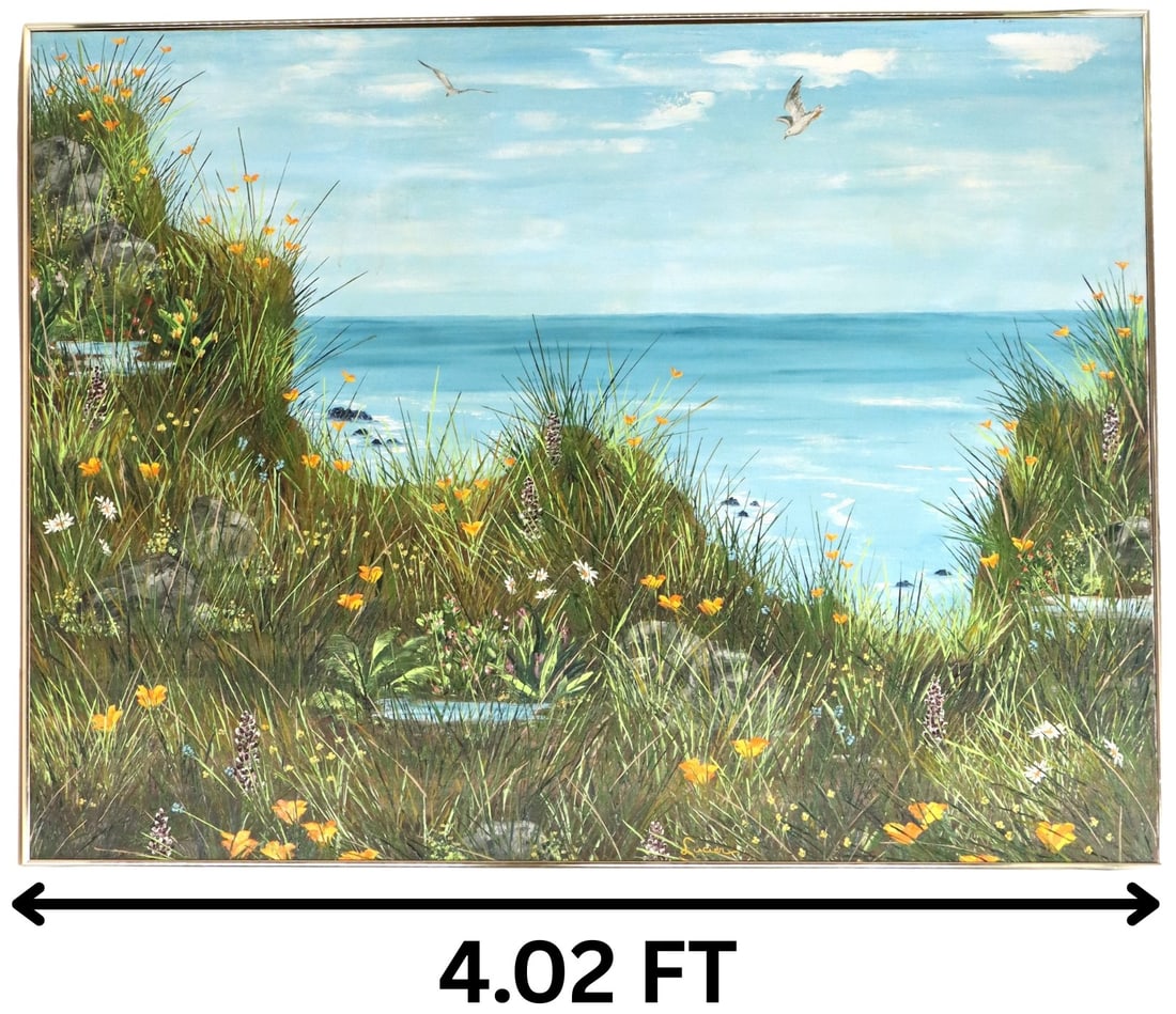 Virginia Lucier, 20th/21st Century American, Oil Painting, "Sea Meadow": Virginia Lucier, 20th/21st Century American, Oil Painting, "Sea Meadow". Signed lower center. Titled and dated on the reverse. Lucier exhibited shows in Northern California. Ove