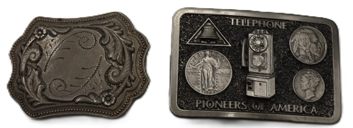 (2) Vintage Metal Belt Buckles
