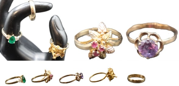 (5) Yellow Gold Rings- Gross 12.0 g.